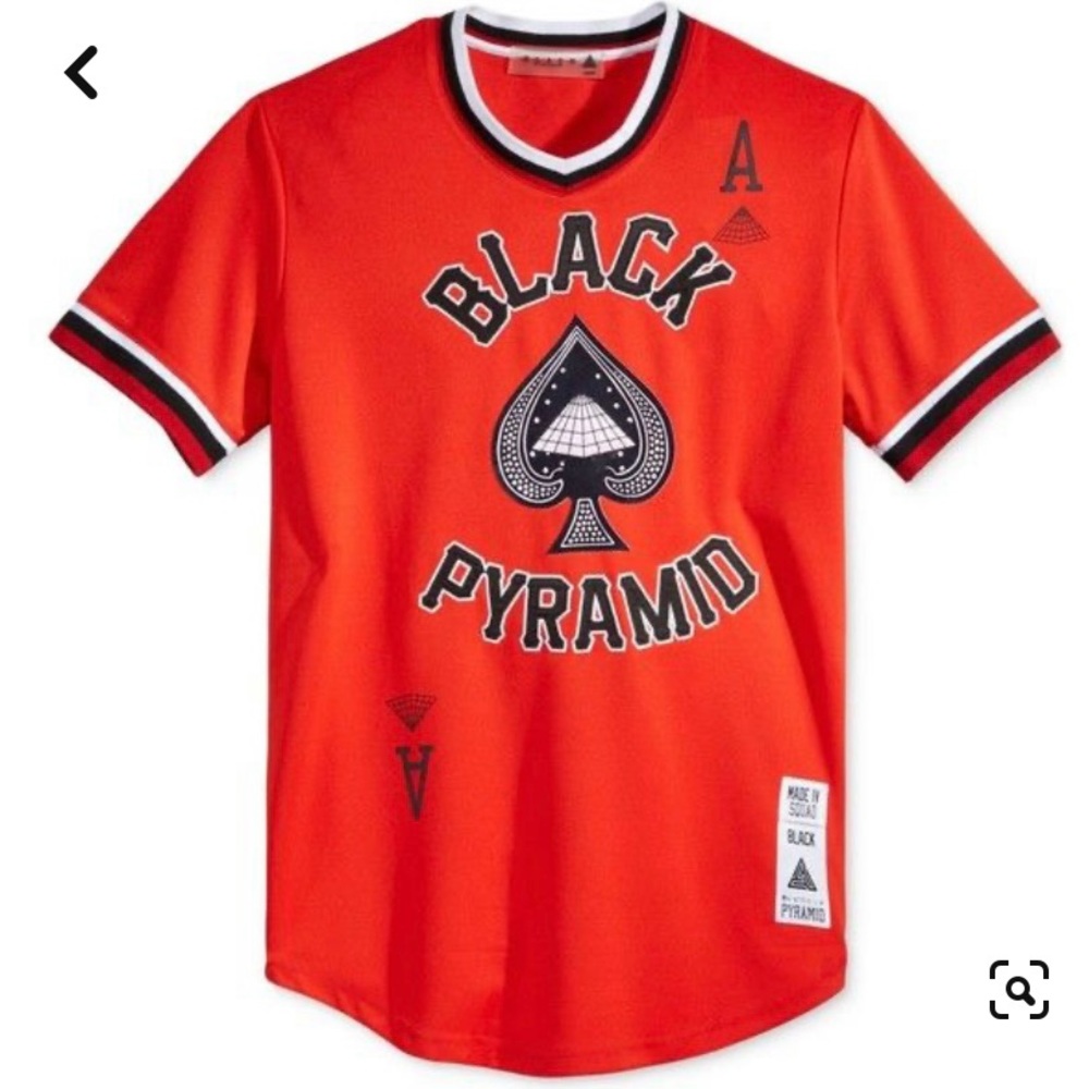Black Pyramid V-Neck Ace of Spades Jersey Shirt Mens Size XXL